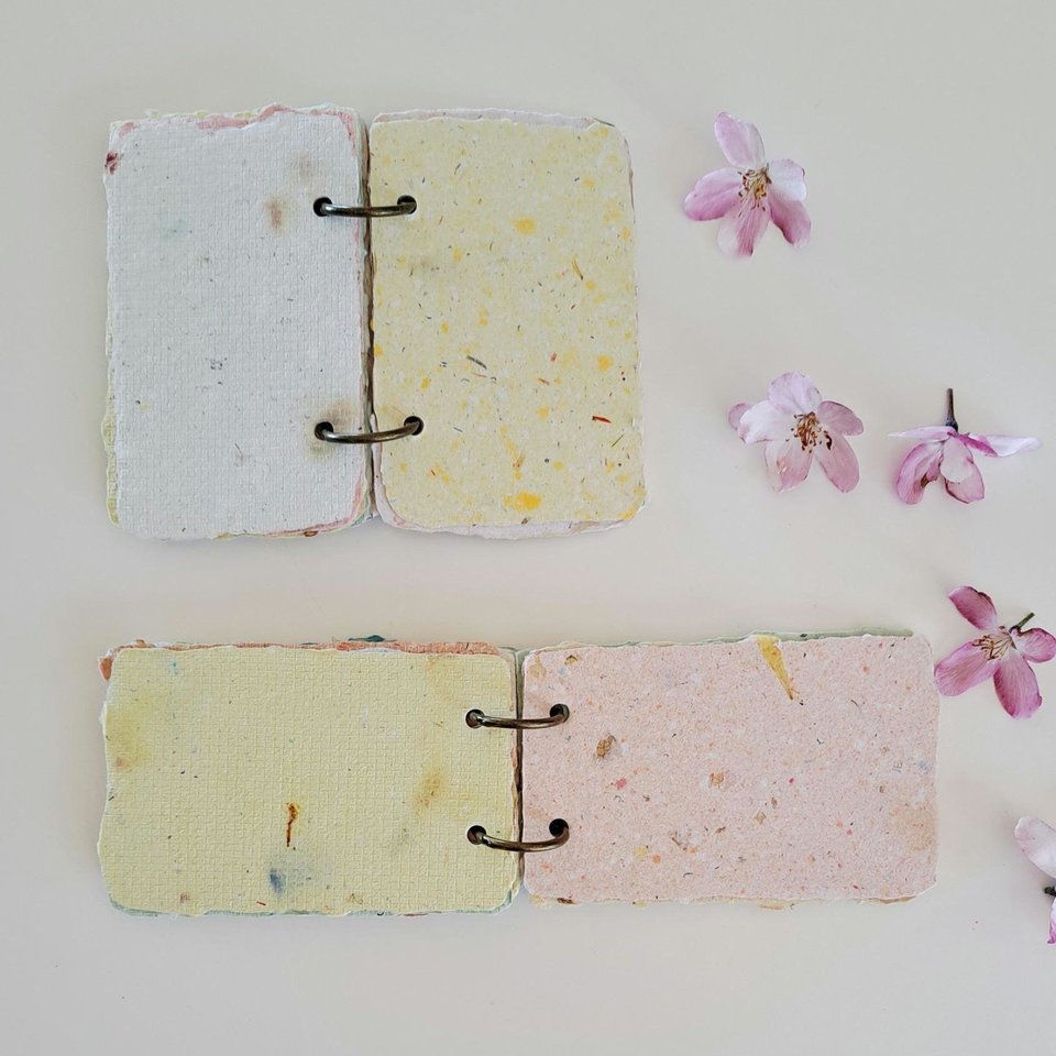 TINY Colourful handmade recycled paper note book / mini journal