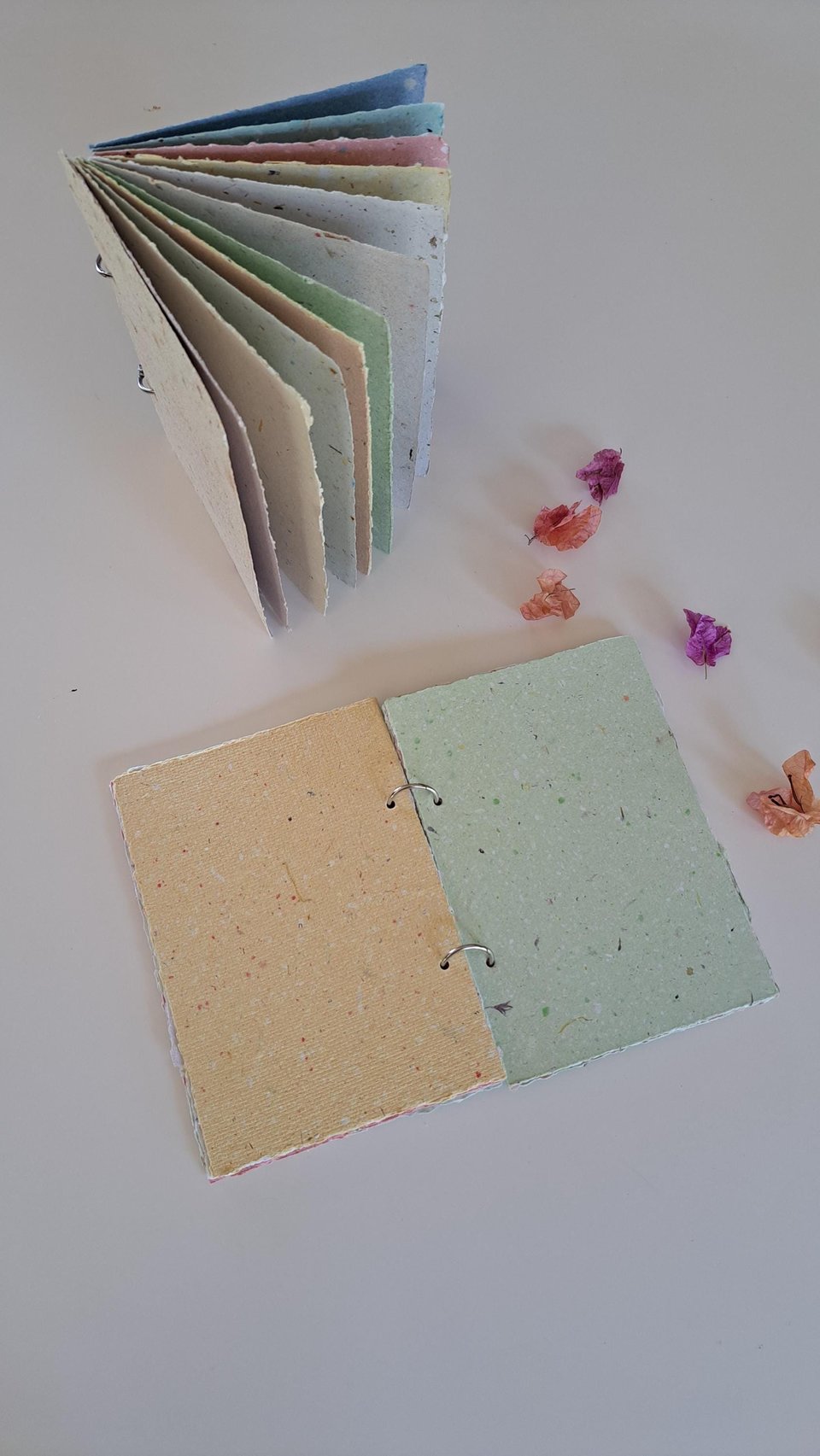 Colourful handmade recycled paper journal / notebook -  5x7 inches with binder rings