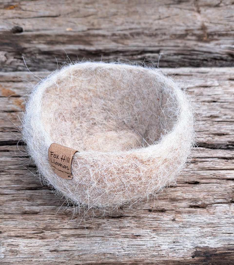 Soft and Fuzzy Llama Fibre bowl / vessel / pod