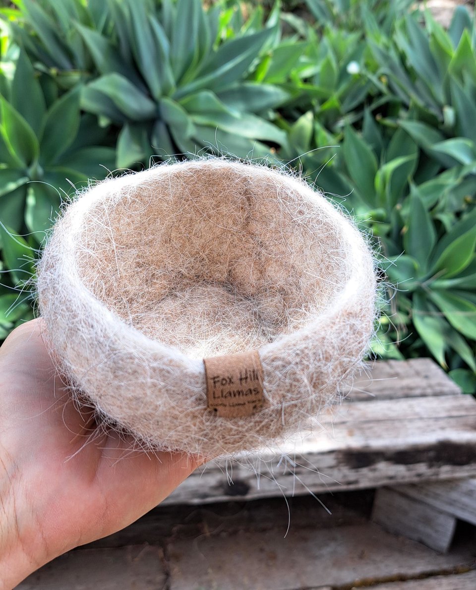 Soft and Fuzzy Llama Fibre bowl / vessel / pod