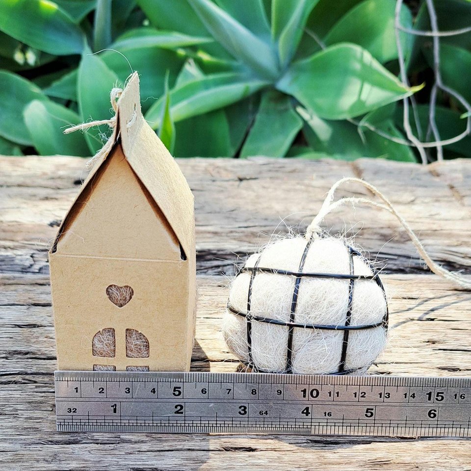 Small Bird Nester in Gift Box with refill. Llama Nest Building Wool for nature lovers and wild backyard garden birds.
