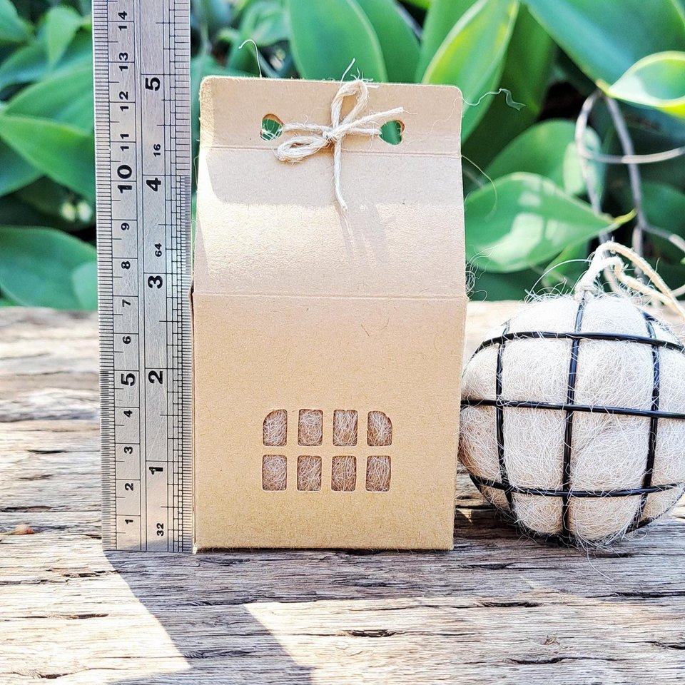 Small Bird Nester in Gift Box with refill. Llama Nest Building Wool for nature lovers and wild backyard garden birds.