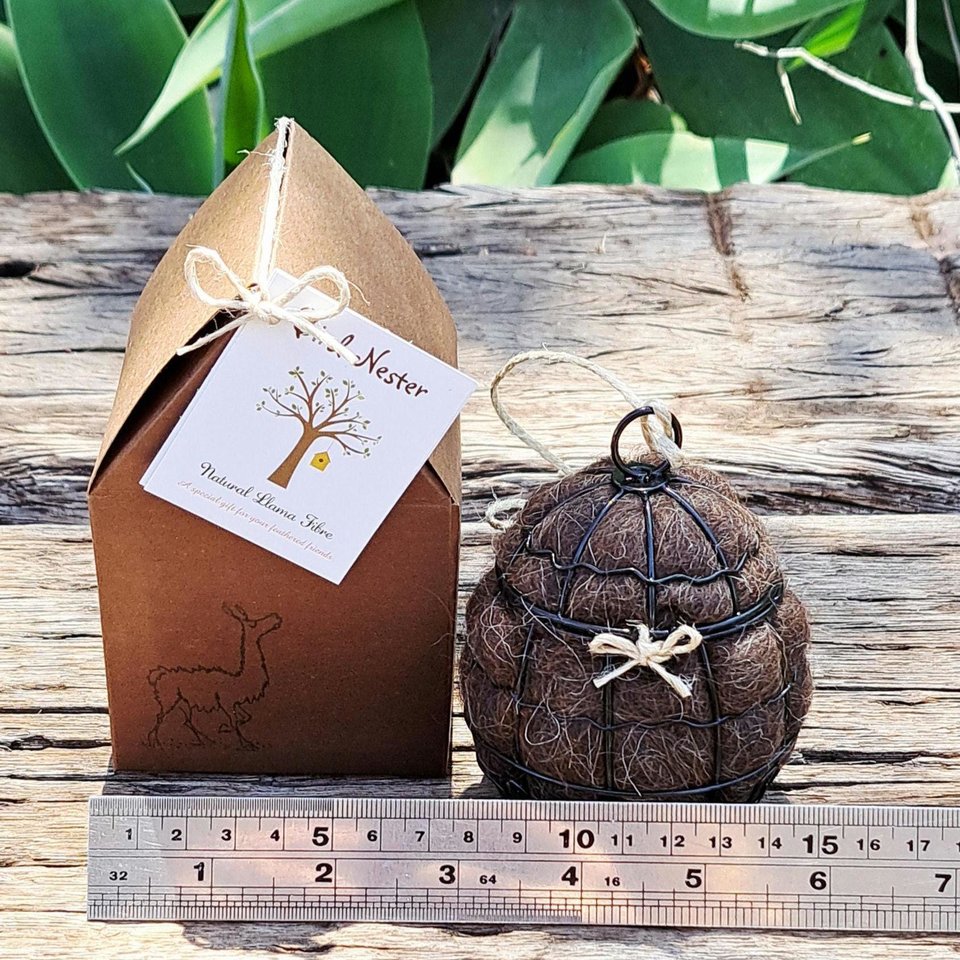 Small Bird Nester with refill in gift boxes. Llama Fibre Nesting Material for garden / bird lover. Birdhouse / birdbath / feeder accessory