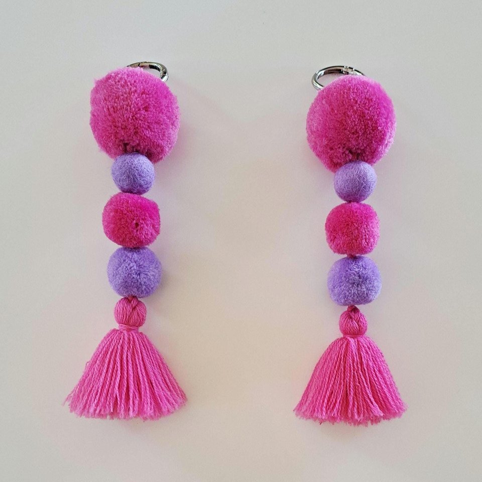 Pink and purple Llama or Alpaca Halter Tassels