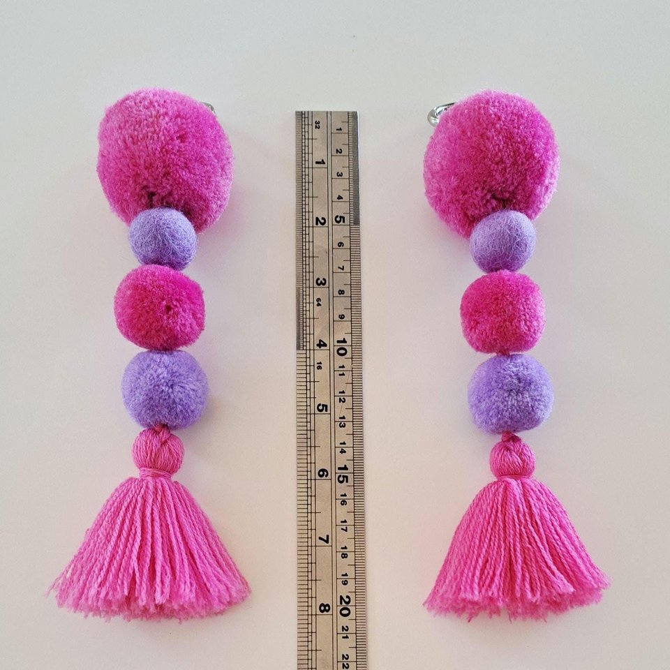 Pink and purple Llama or Alpaca Halter Tassels