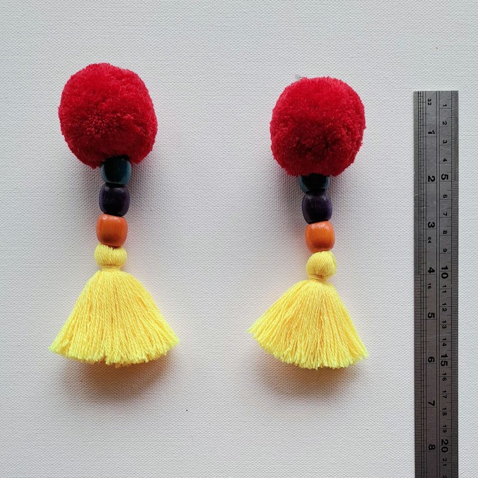 Red, Yellow Llama and Alpaca Halter Tassels