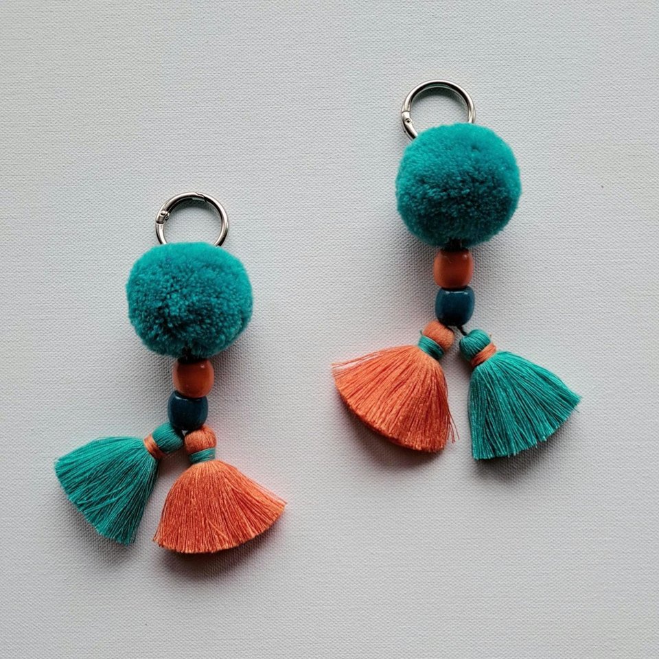 Orange and Turquoise Llama Tassels