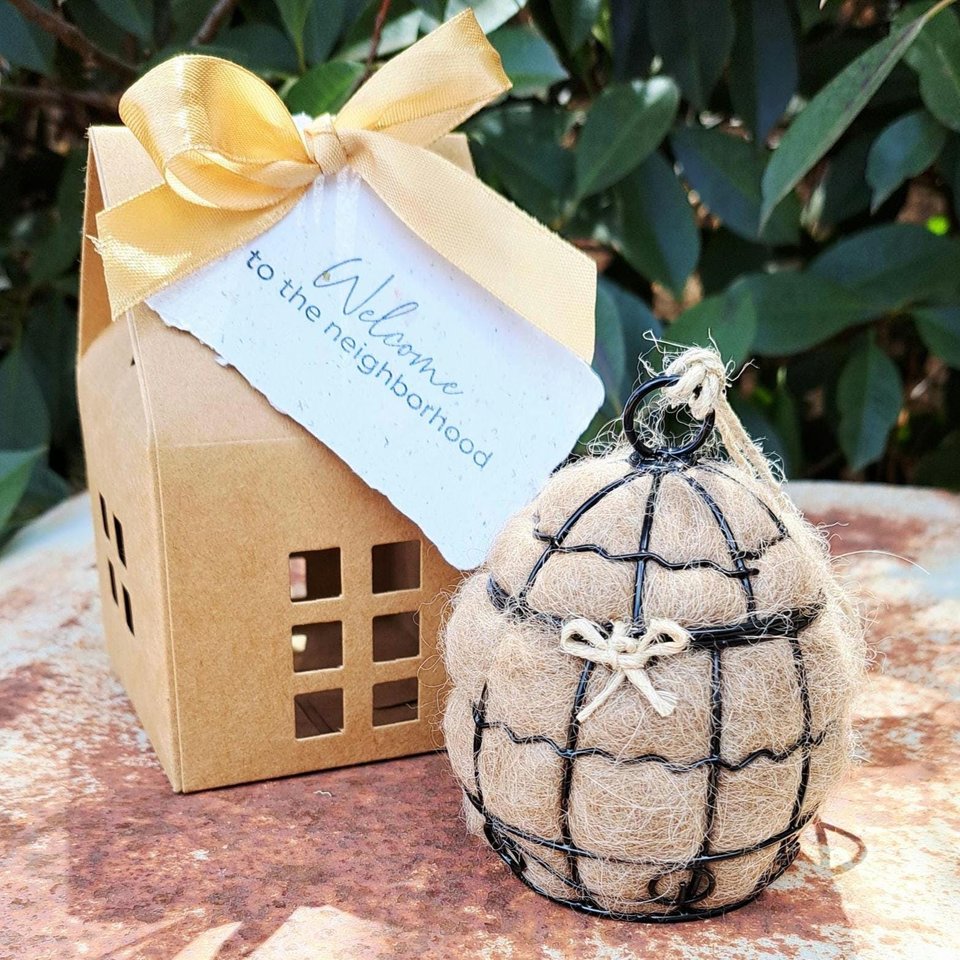 Real Estate agent, neighbor or landlord gift: Small Bird Nester for new home owner or tenant with native garden.