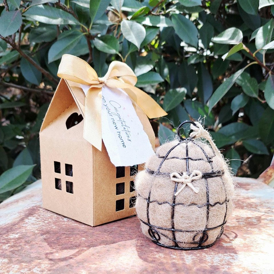 Real Estate agent, neighbor or landlord gift: Small Bird Nester for new home owner or tenant with native garden.