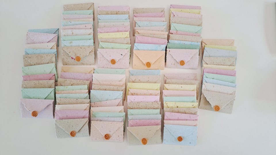 6 Old fashioned Lettergrams - Handmade Recycled Writing Paper - mixed colour folding letter sheets with seal. Gift boxed