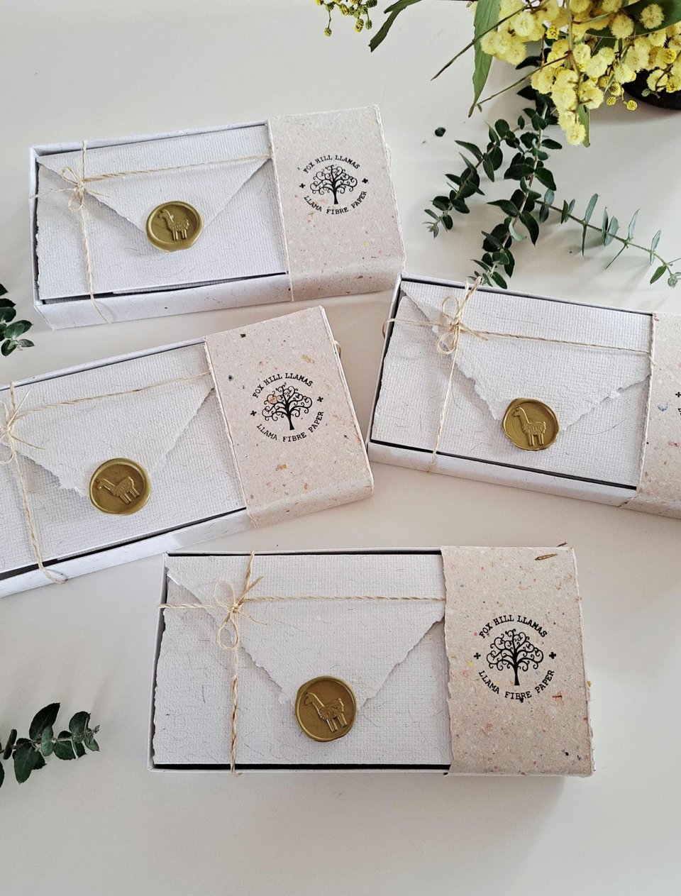 Llama Fibre Paper Lettergrams. Box of 6 Handmade Recycled Paper folding letters .. with llama Fibre