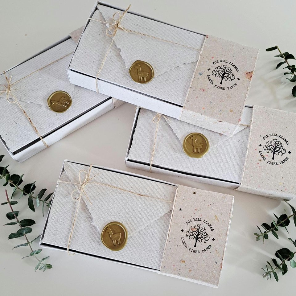 Llama Fibre Paper Lettergrams. Box of 6 Handmade Recycled Paper folding letters .. with llama Fibre