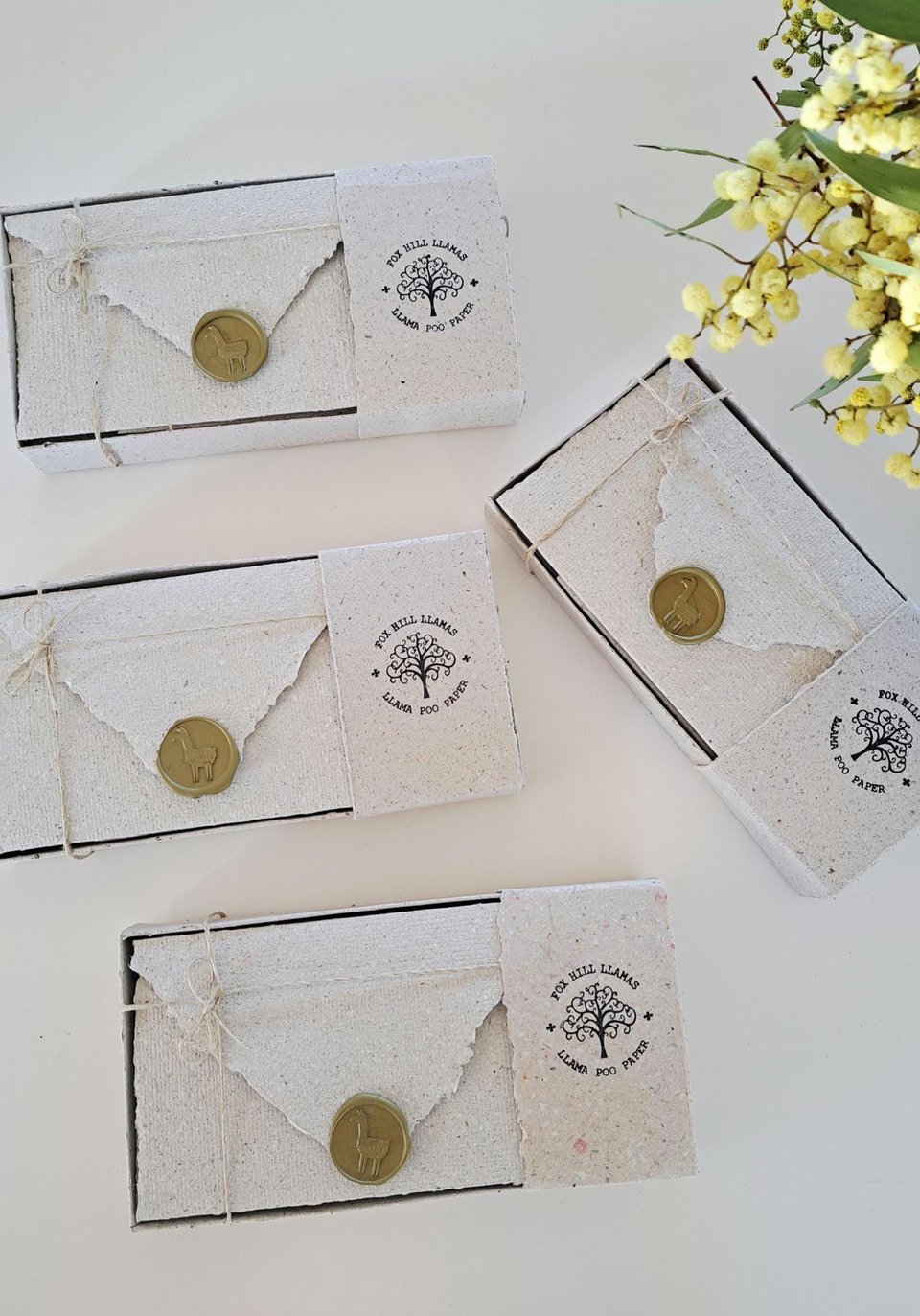 Llama Poo Paper Folding Letters. Box of 6 Handmade recycled paper lettergrams