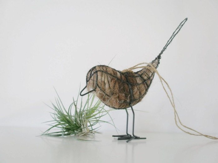 Native Bird Nester. Wire Bird with Llama Fibre Nesting Material. Bird Gift. Spring Gift for Nature lovers
