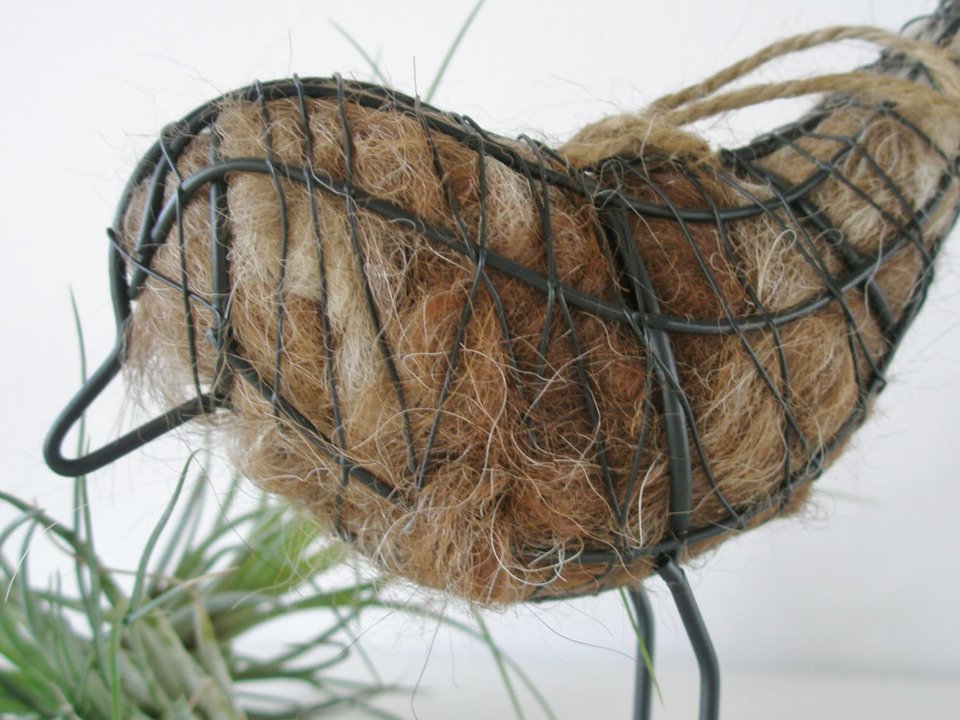 Native Bird Nester. Wire Bird with Llama Fibre Nesting Material. Bird Gift. Spring Gift for Nature lovers