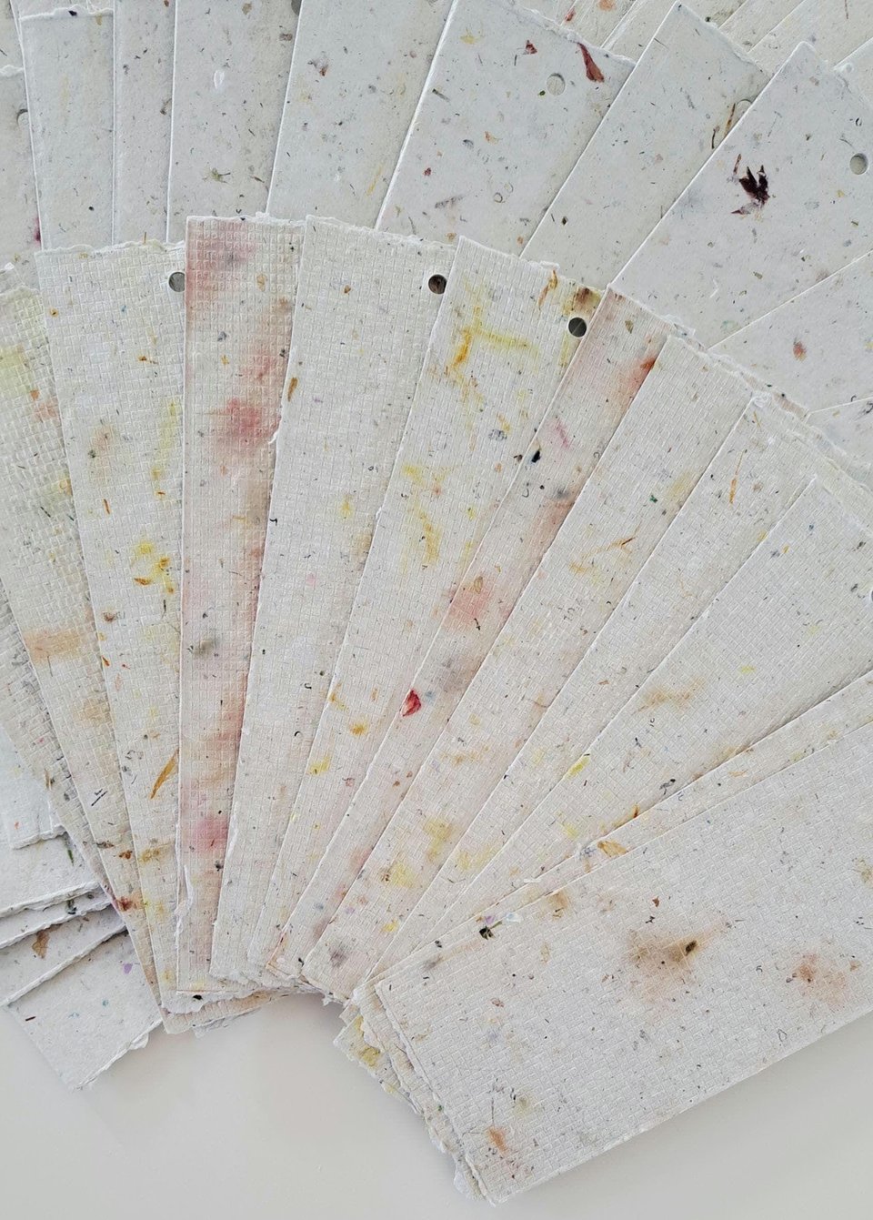 Bookmarks - Handmade recycled paper in gift box - Mixed neutral tones with flower petals and botanicals