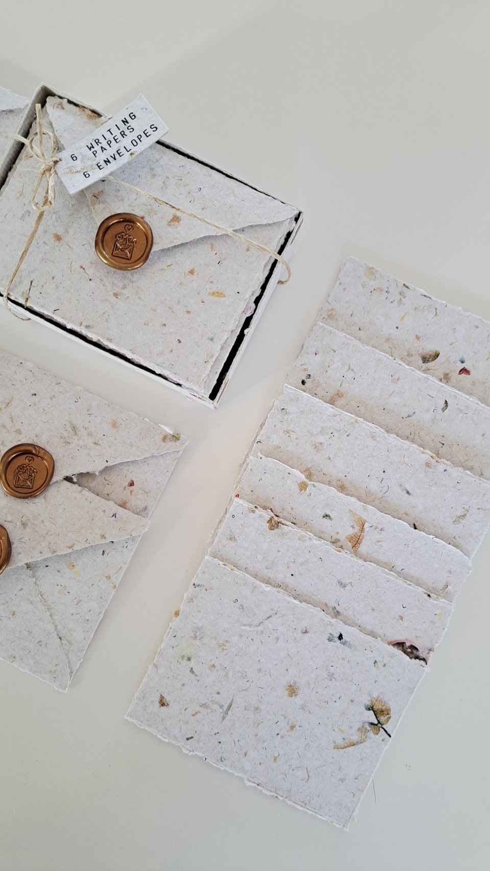 MINI Handmade Recycled Paper stationery set with botanicals - Gift Boxed
