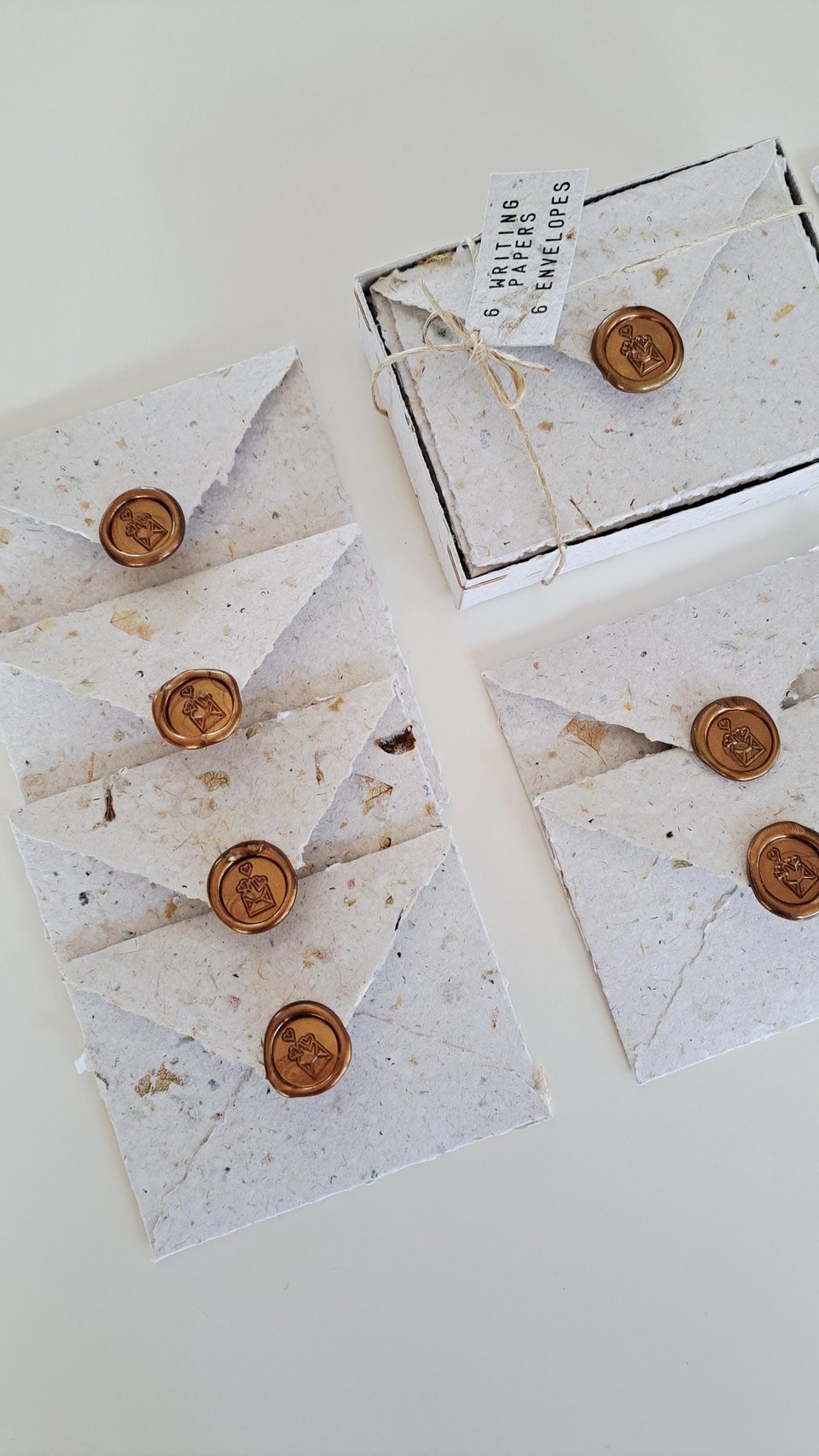 MINI Handmade Recycled Paper stationery set with botanicals - Gift Boxed