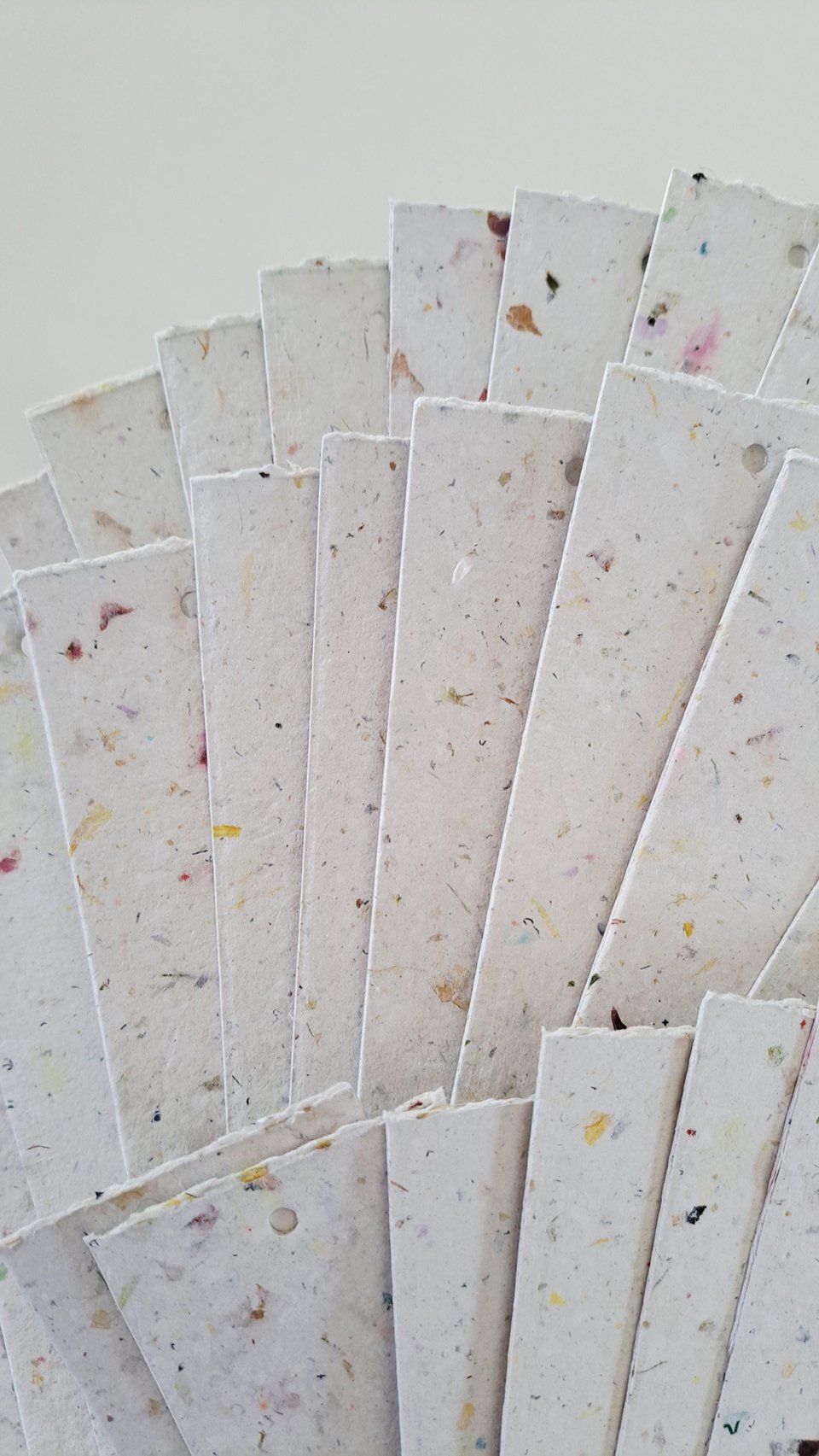 Bookmarks - Handmade recycled paper in gift box - Mixed neutral tones with flower petals and botanicals