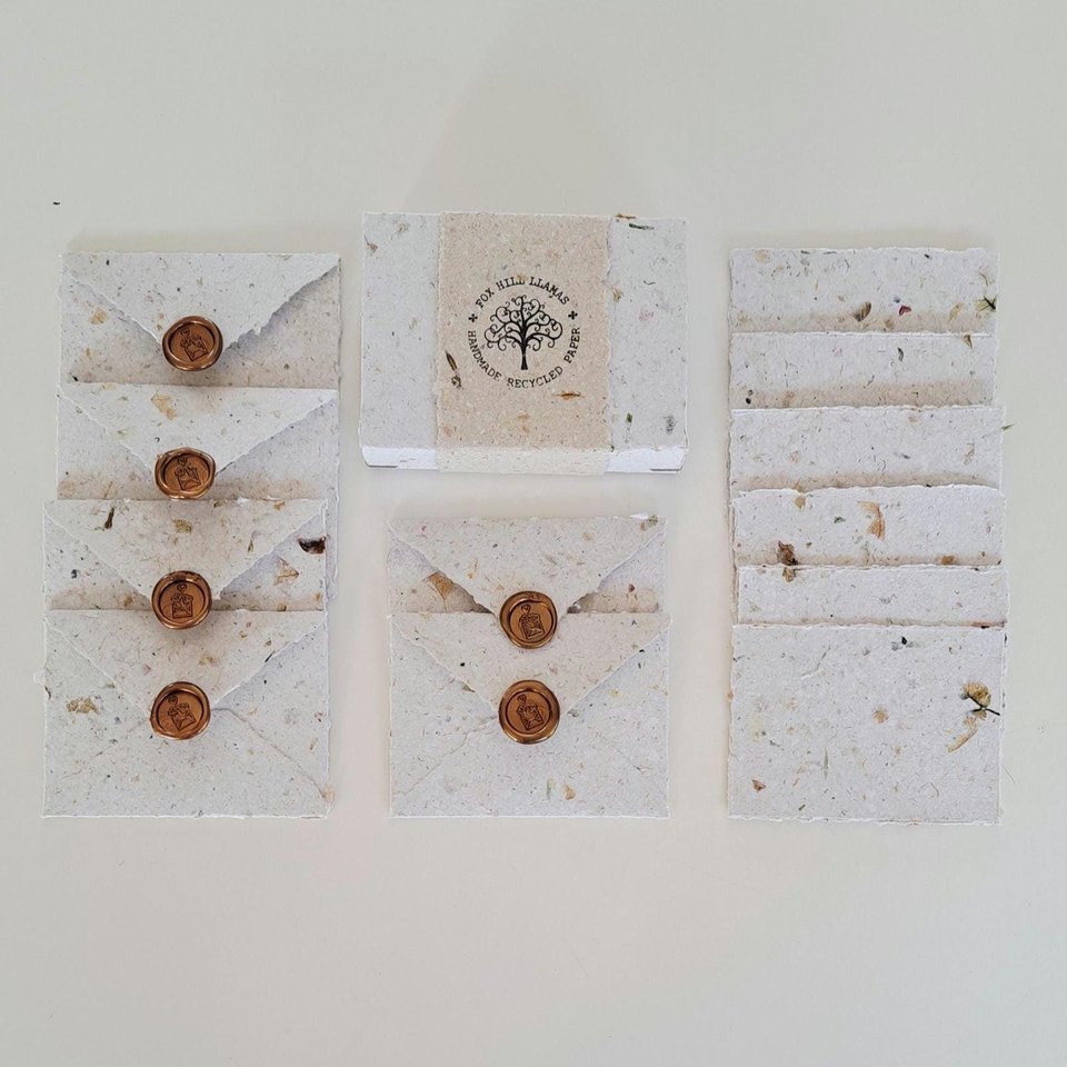 MINI Handmade Recycled Paper stationery set with botanicals - Gift Boxed