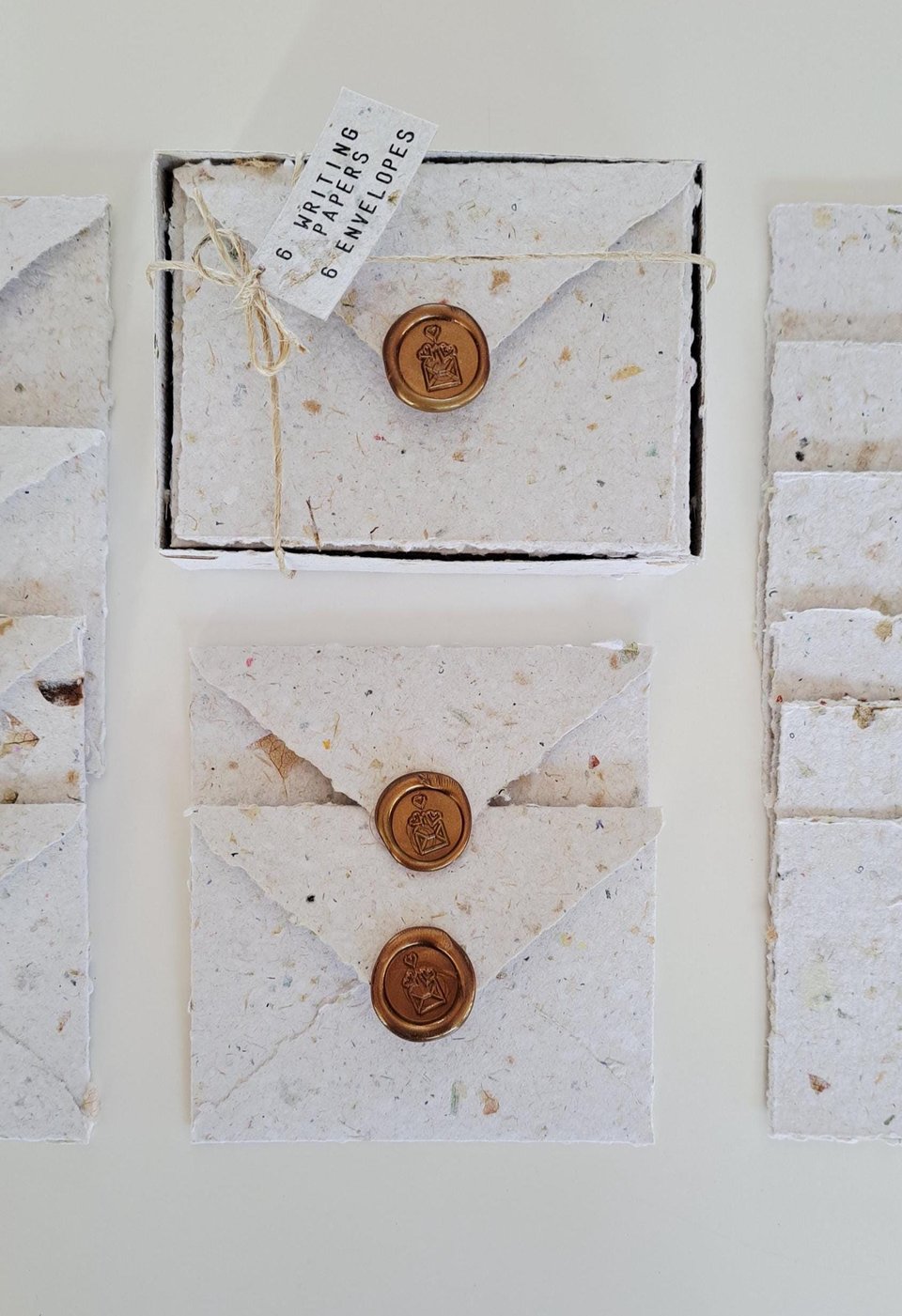 MINI Handmade Recycled Paper stationery set with botanicals - Gift Boxed