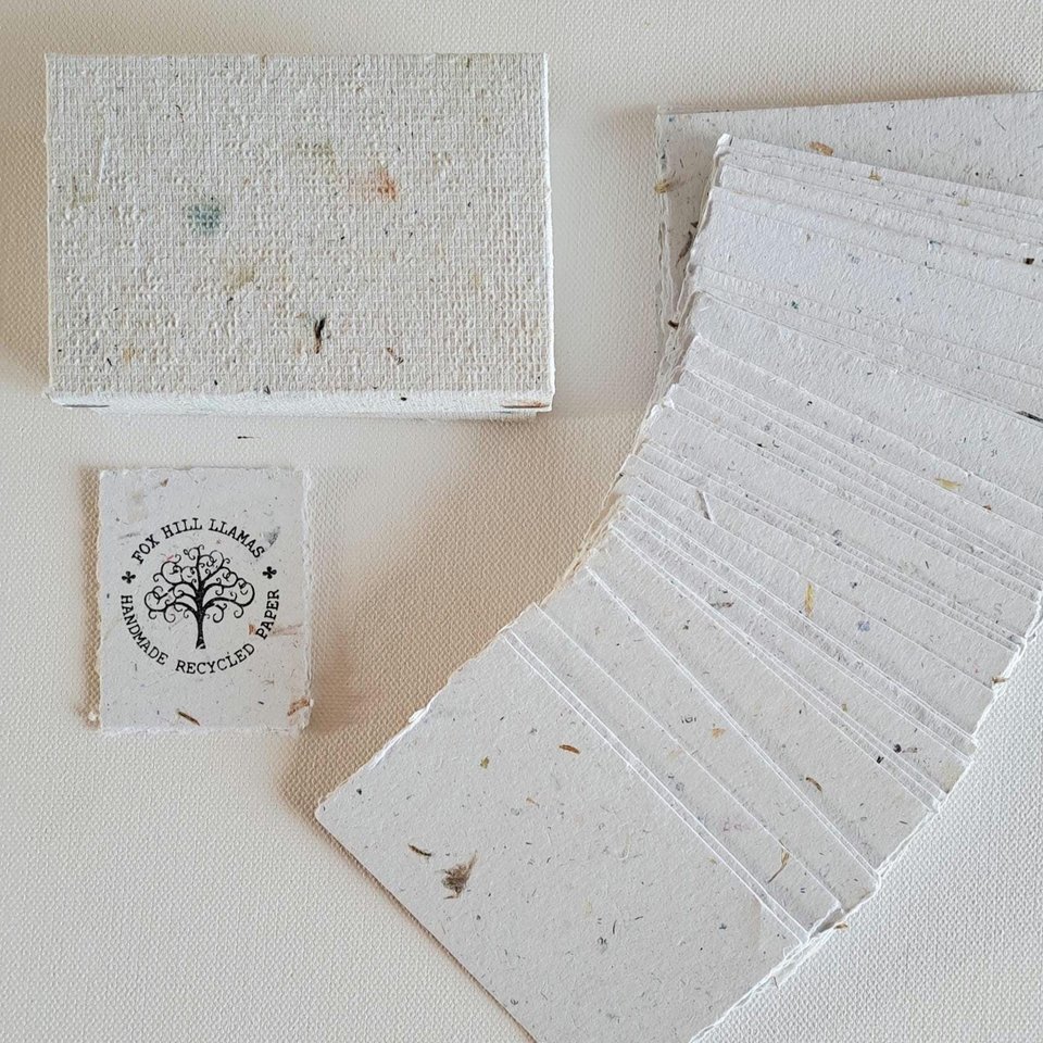 40 x Handmade paper place cards for stamping or calligraphy, 4 x 2.5 Inch Recycled Paper Pieces in gift box