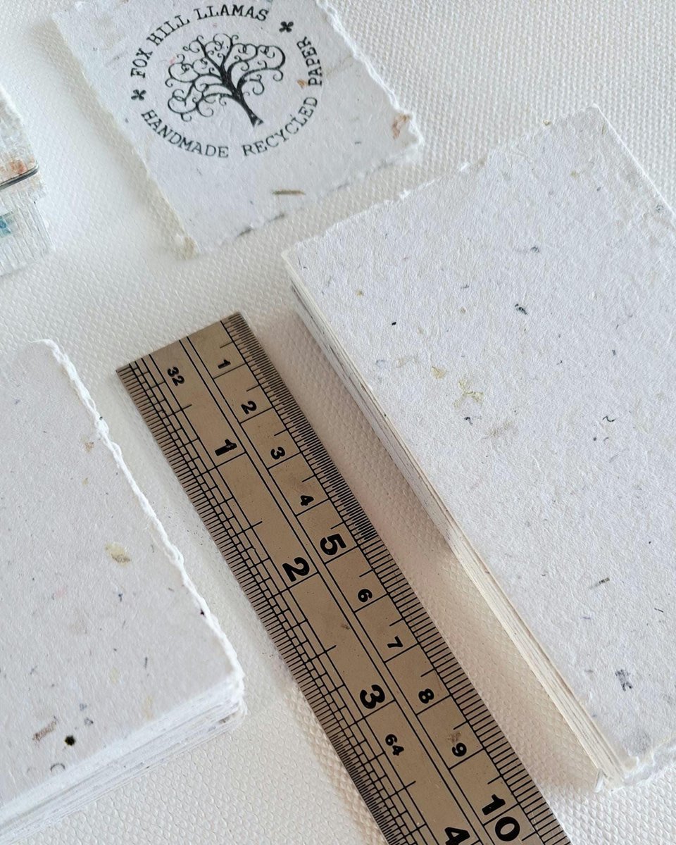 40 x Handmade paper place cards for stamping or calligraphy, 4 x 2.5 Inch Recycled Paper Pieces in gift box