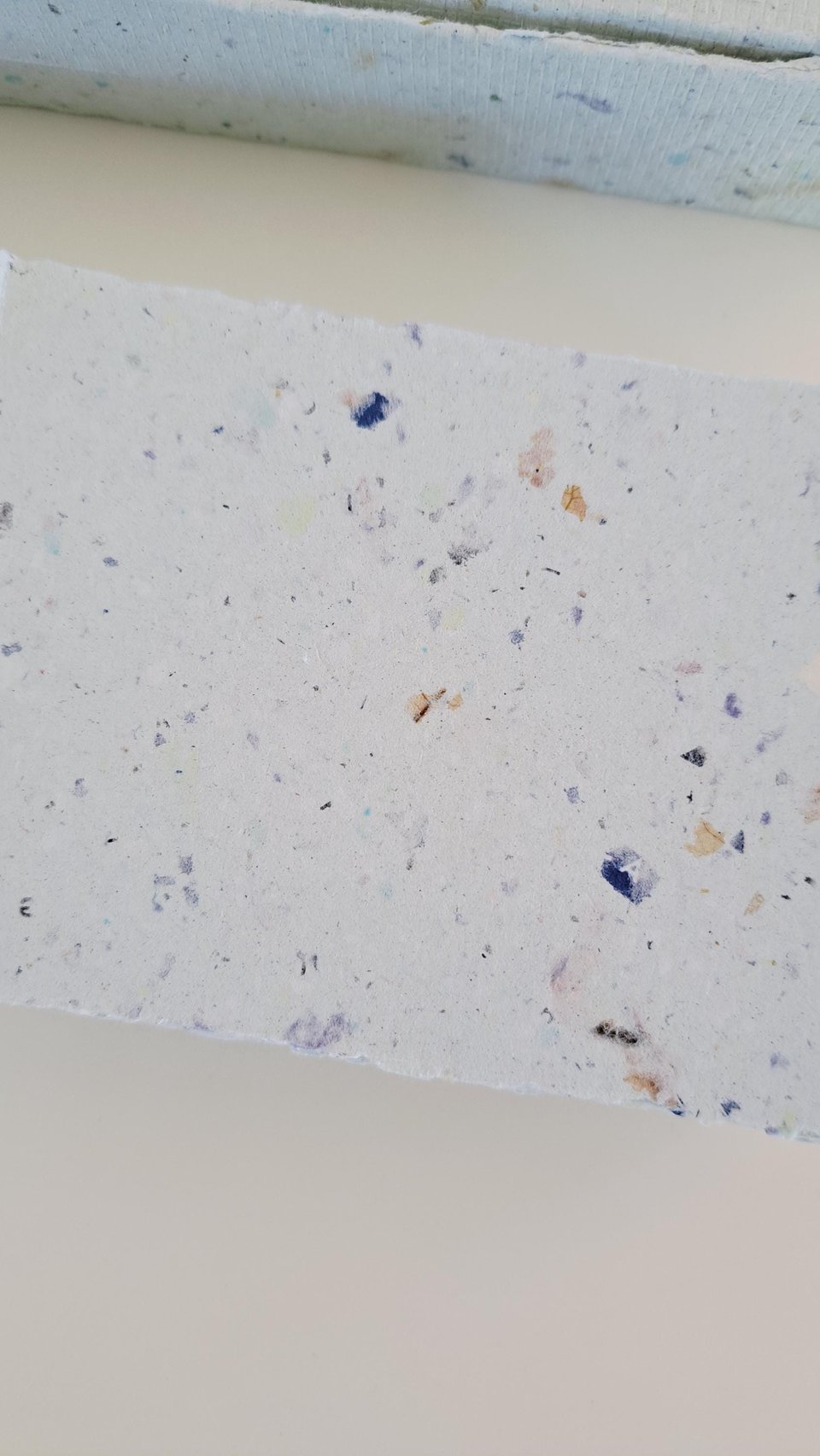 Handmade recycled card 4x3 or 2x3 Inch. Pale blue in colour, deckle and rough torn edges
