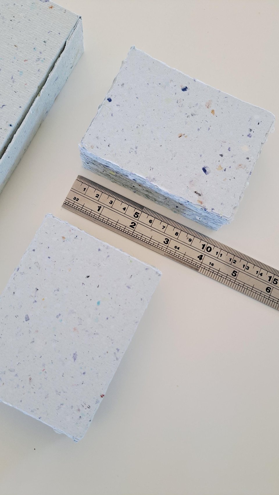 Handmade recycled card 4x3 or 2x3 Inch. Pale blue in colour, deckle and rough torn edges