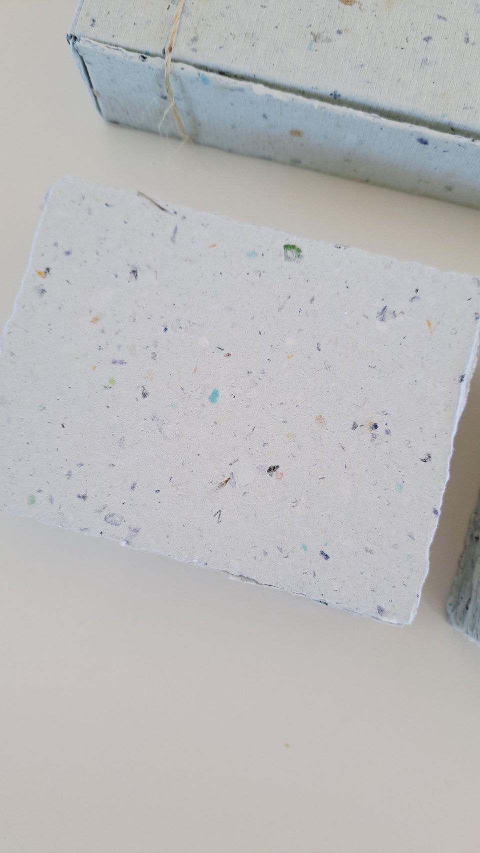 Handmade recycled card 4x3 or 2x3 Inch. Pale blue in colour, deckle and rough torn edges