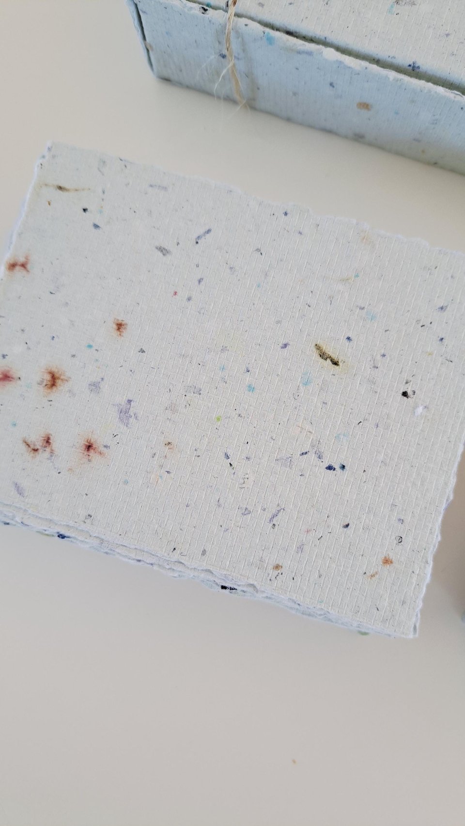 Handmade recycled card 4x3 or 2x3 Inch. Pale blue in colour, deckle and rough torn edges