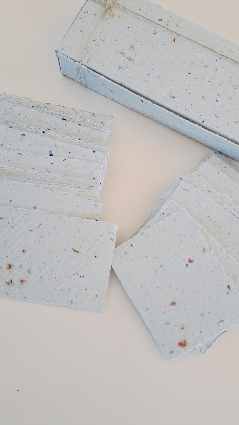 Handmade recycled card 4x3 or 2x3 Inch. Pale blue in colour, deckle and rough torn edges