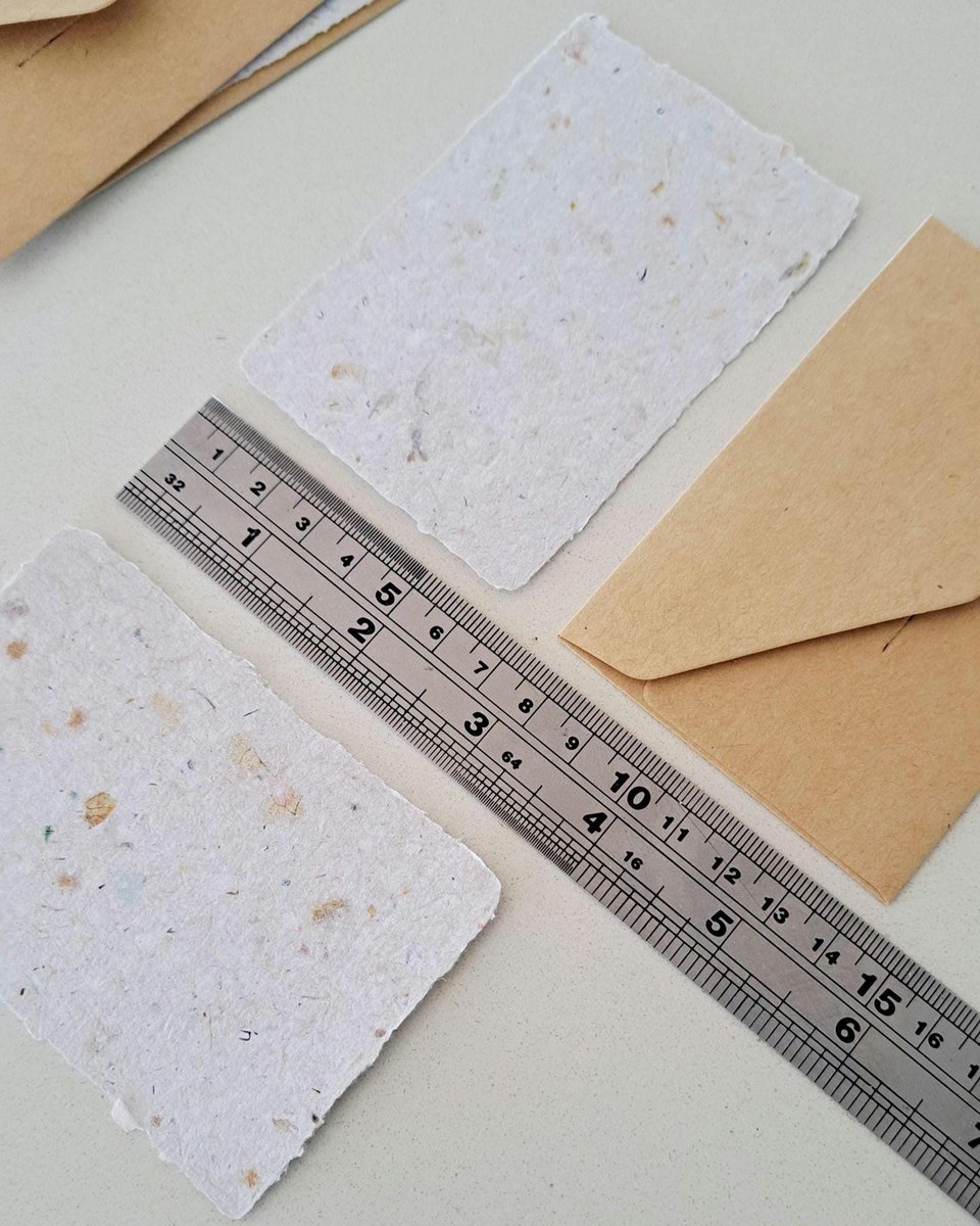 Handmade recycled small note papers with brown envelopes