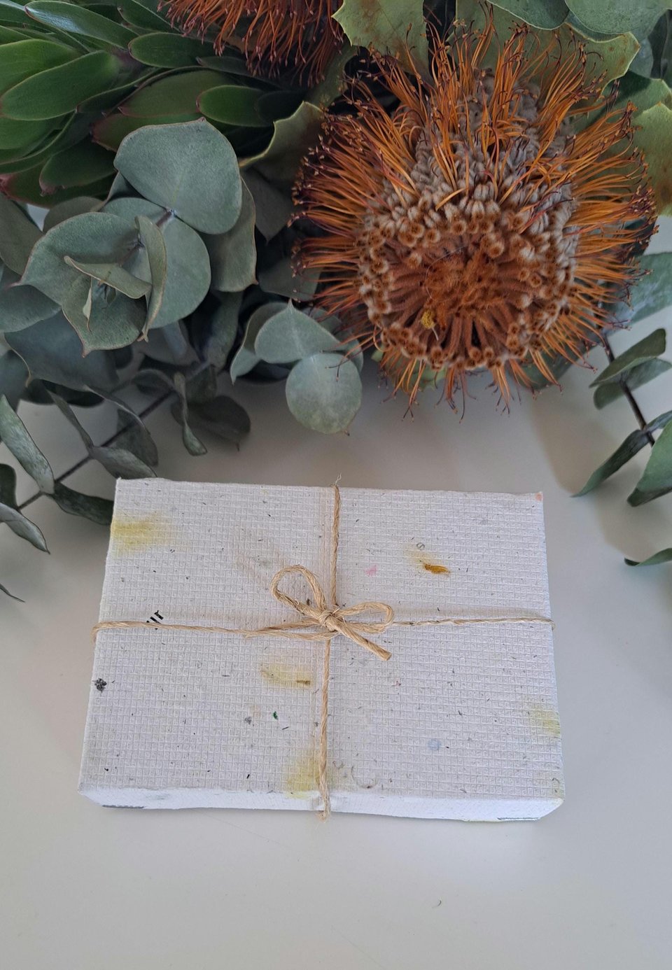 MINI Handmade Recycled Paper sheets and envelopes, mixed colours in gift box