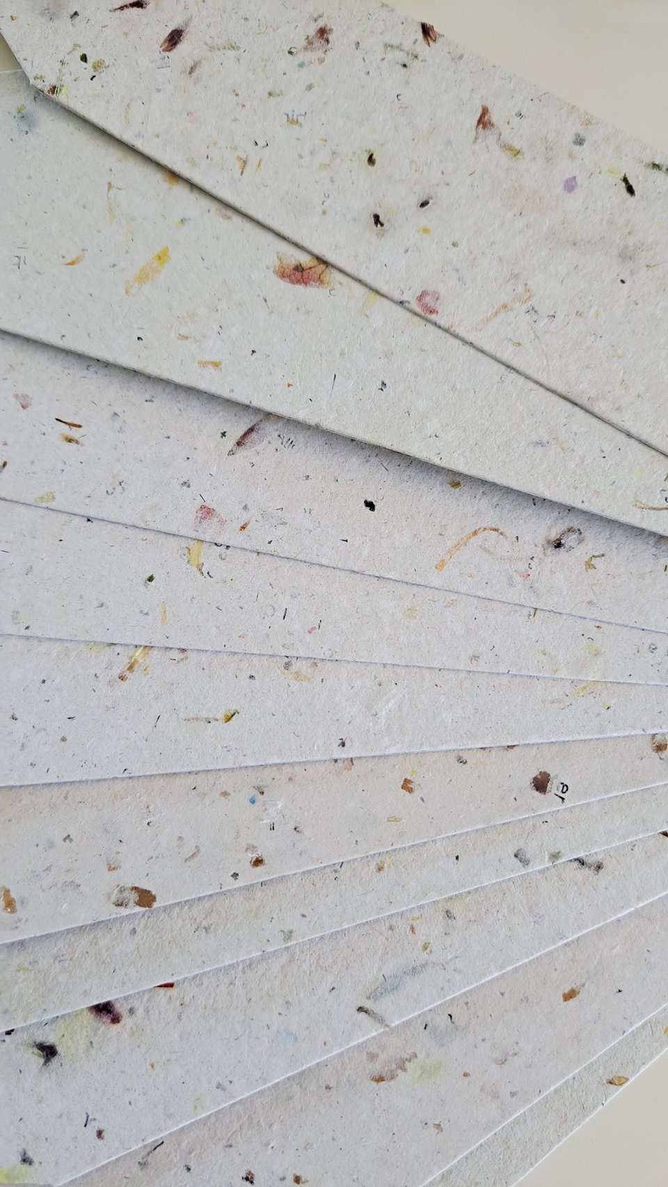 Large tags / labels / bookmarks, handmade recycled paper with botanicals