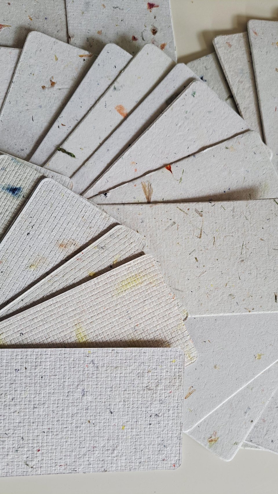 50 Handmade Recycled 2 x 3.5 inch Cards, Neutral, Blank Homemade Paper