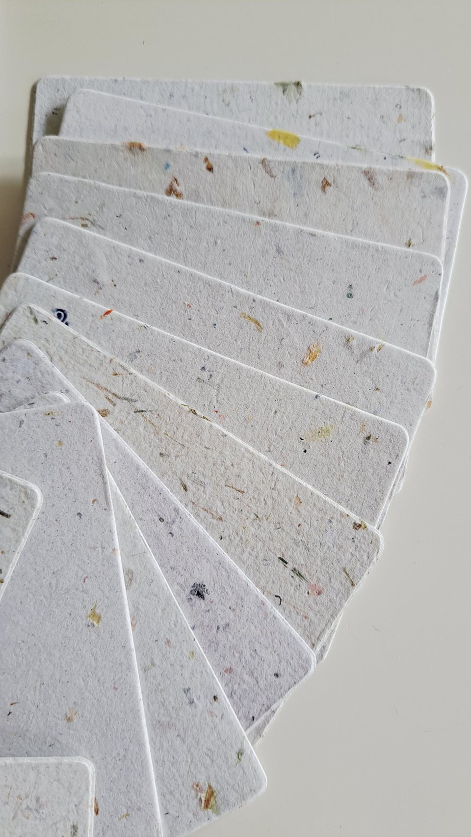 50 Handmade Recycled 2 x 3.5 inch Cards, Neutral, Blank Homemade Paper