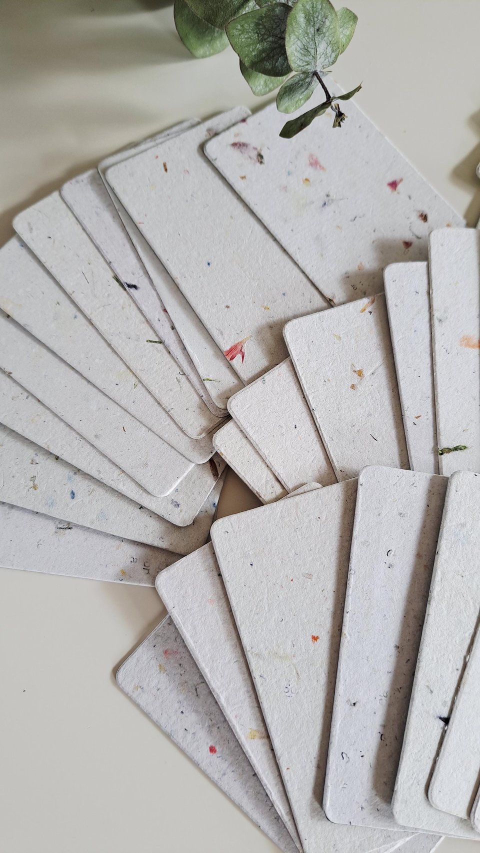 50 Handmade Recycled 2 x 3.5 inch Cards, Neutral, Blank Homemade Paper