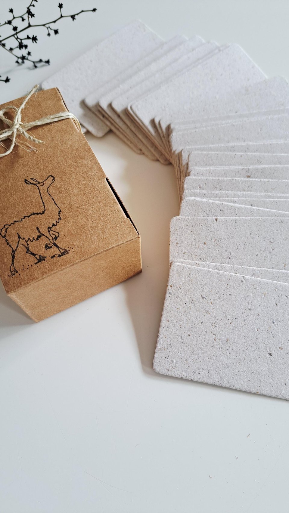 50 Llama Poo Paper Blank Business Cards, Hand-made Recycled 2 x 3.5 Inch