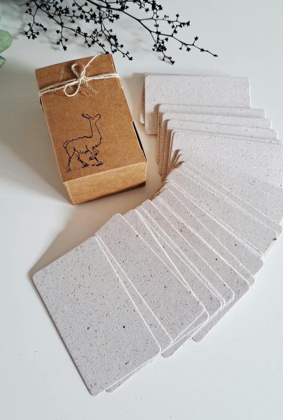 50 Llama Poo Paper Blank Business Cards, Hand-made Recycled 2 x 3.5 Inch
