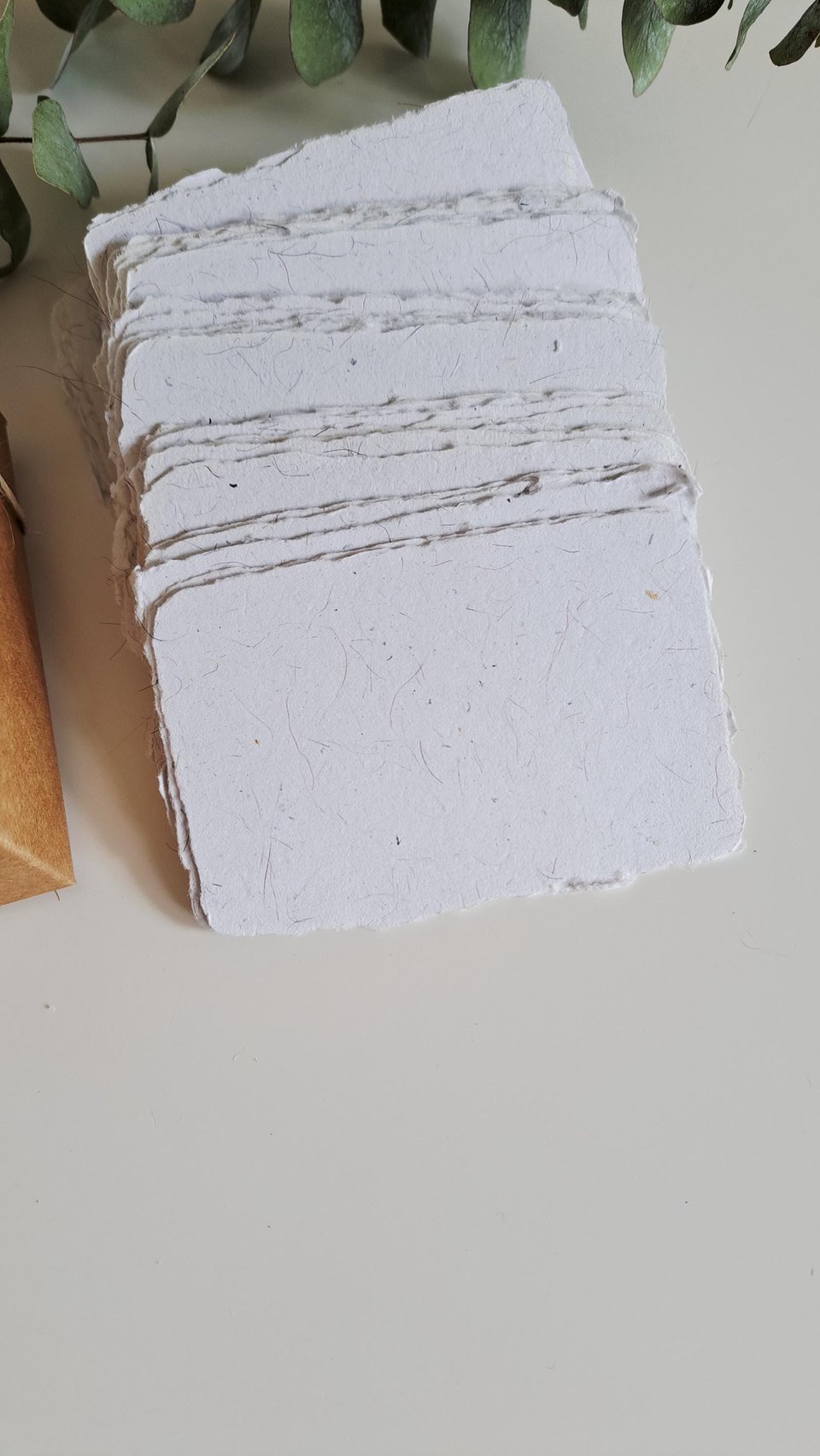 50 Llama Fibre Business Cards, Blank Hand-made, Recycled Paper with Llama Fibre, Deckle Edges