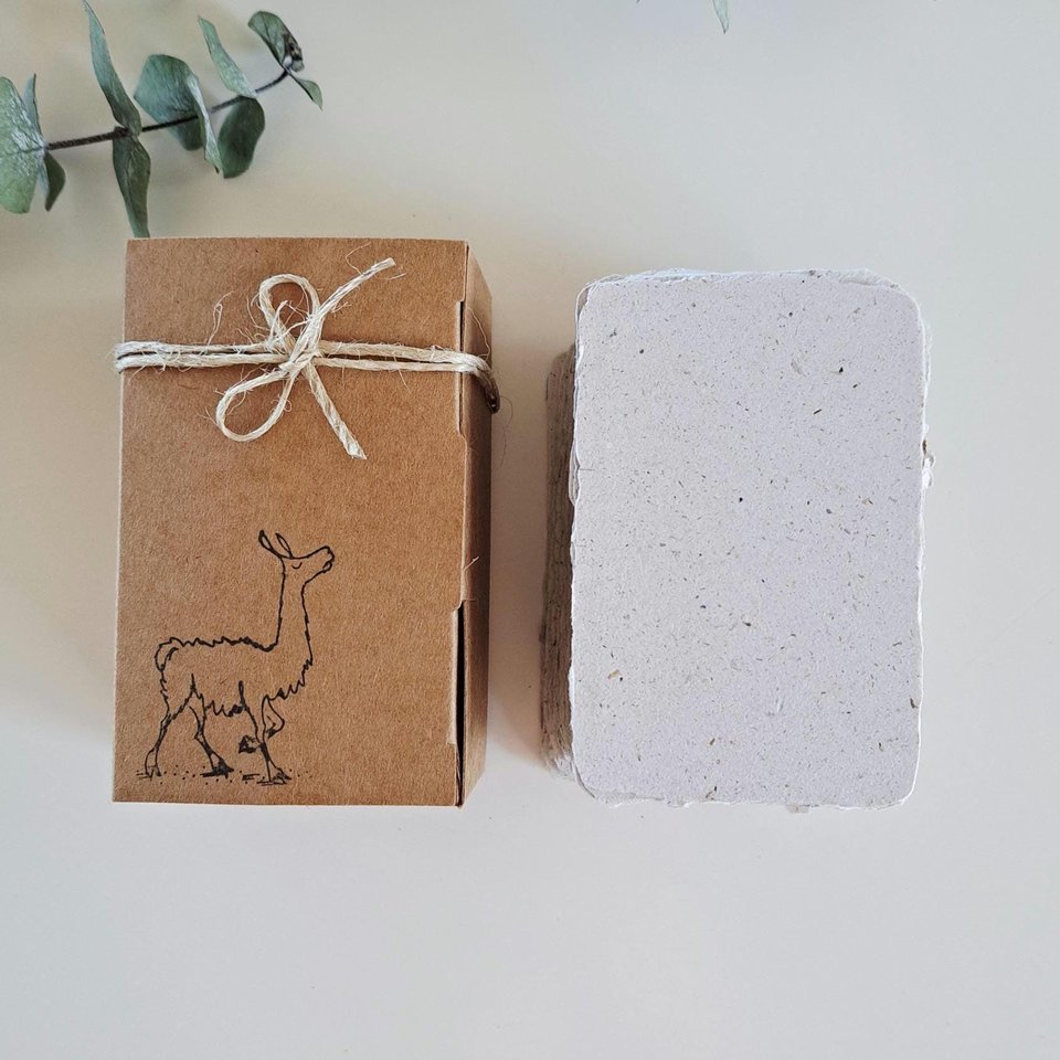45 Llama Poo Paper Business Cards, Blank Hand-made Recycled Paper with deckle edge