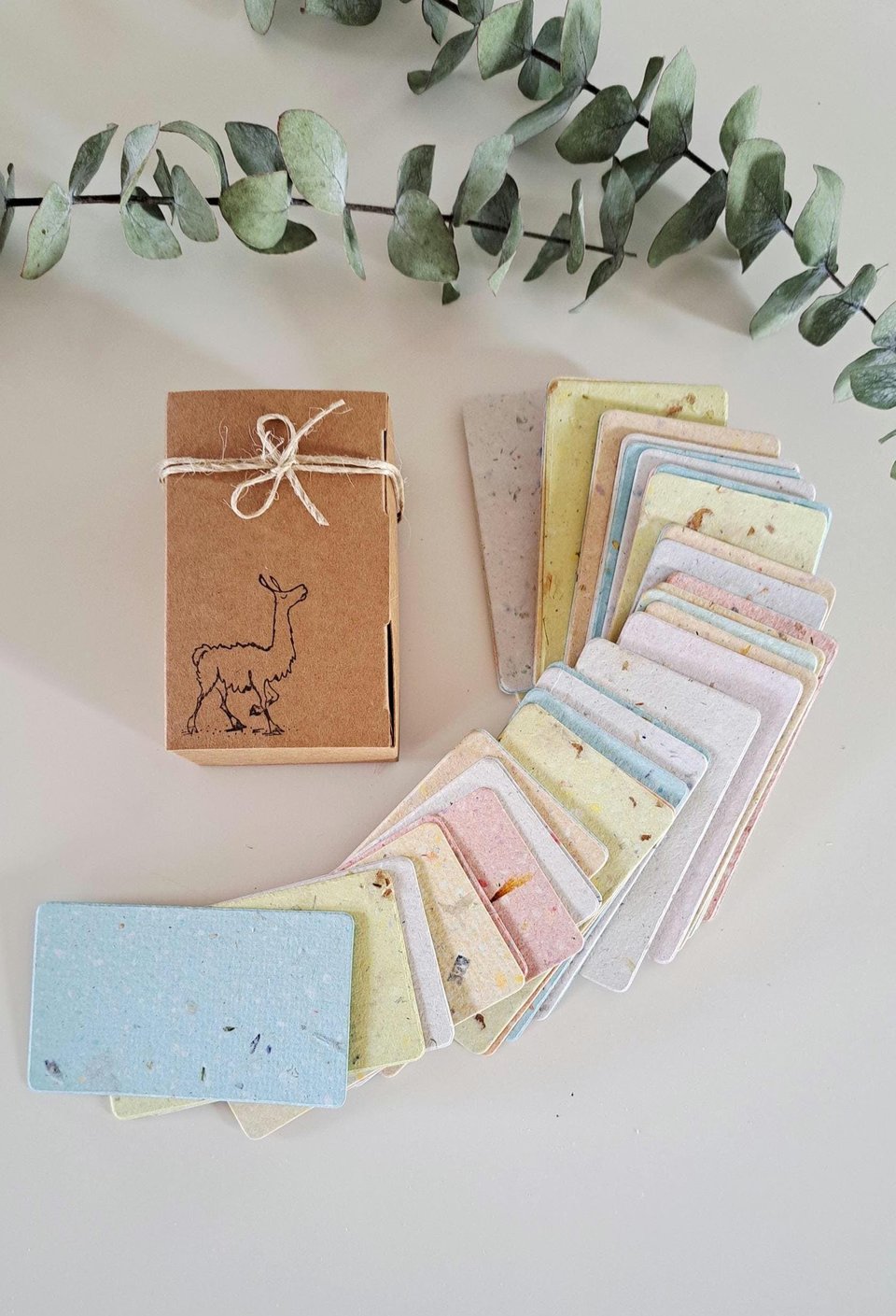 50 Handmade Recycled 2 x 3.5 inch Cards, Coloured Blank Homemade Paper