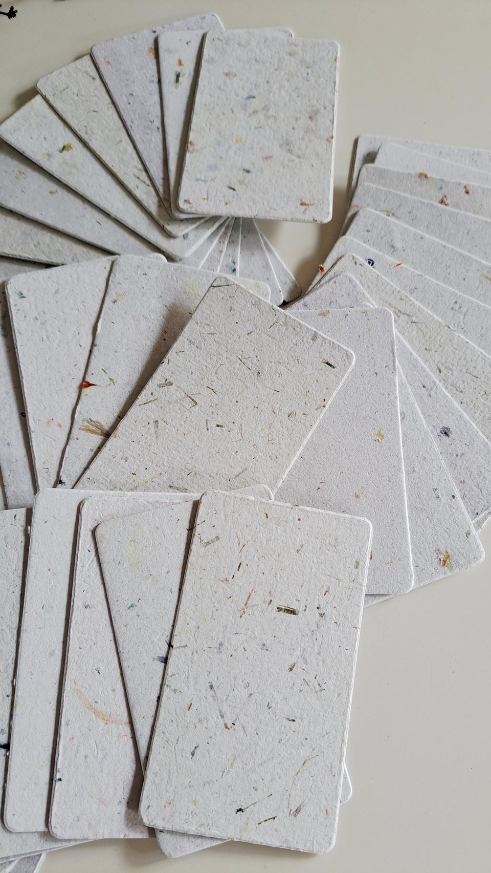 50 Handmade Recycled 2 x 3.5 inch Cards, Neutral, Blank Homemade Paper
