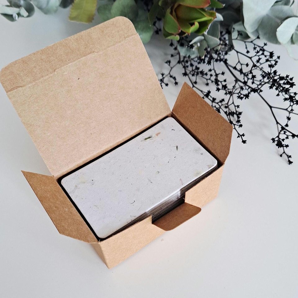 50 Handmade Recycled 2 x 3.5 inch Cards, Neutral, Blank Homemade Paper