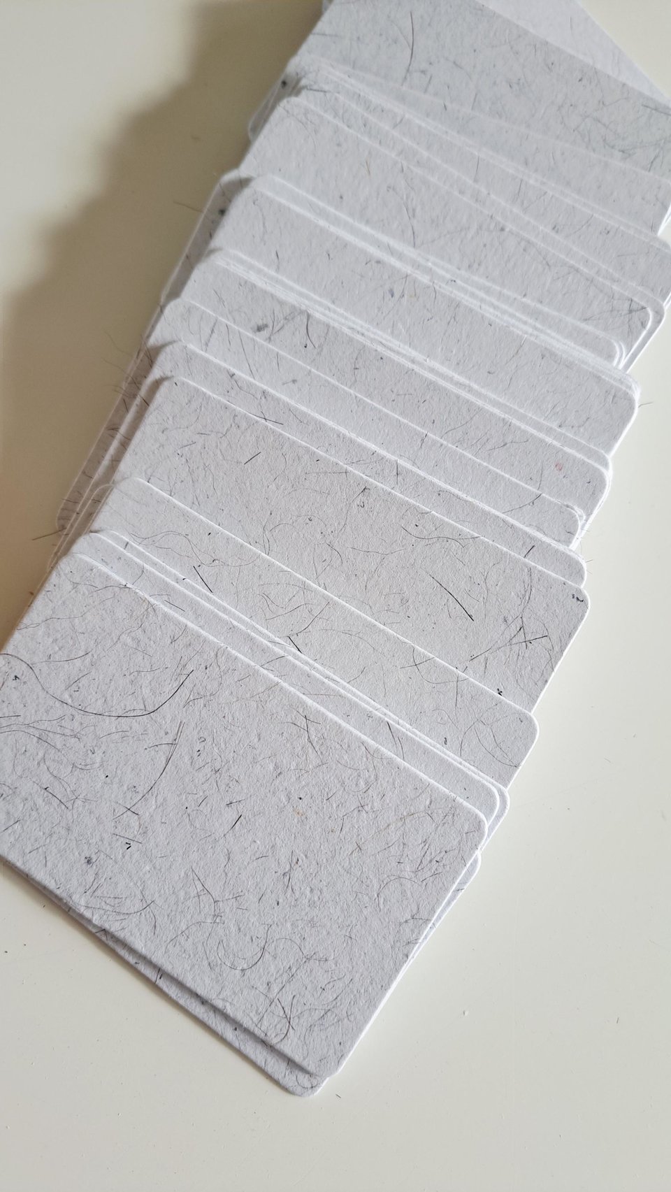 45 Llama Fibre Business Cards, Blank. Hand-made, Recycled Paper with Llama Fibre