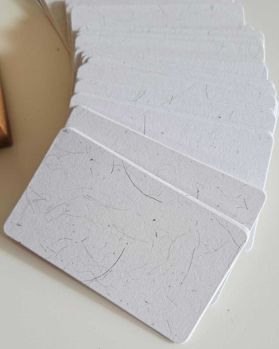 45 Llama Fibre Business Cards, Blank. Hand-made, Recycled Paper with Llama Fibre