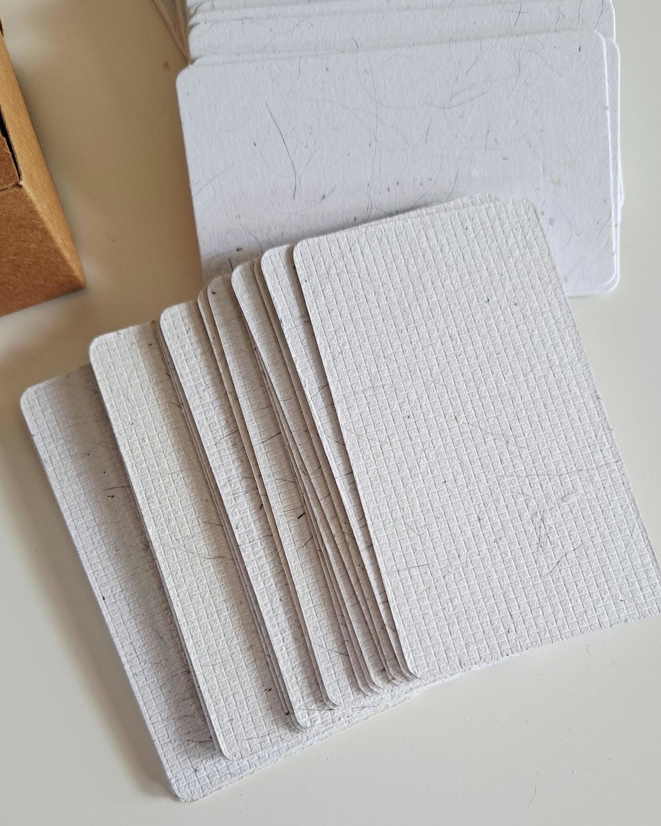 45 Llama Fibre Business Cards, Blank. Hand-made, Recycled Paper with Llama Fibre