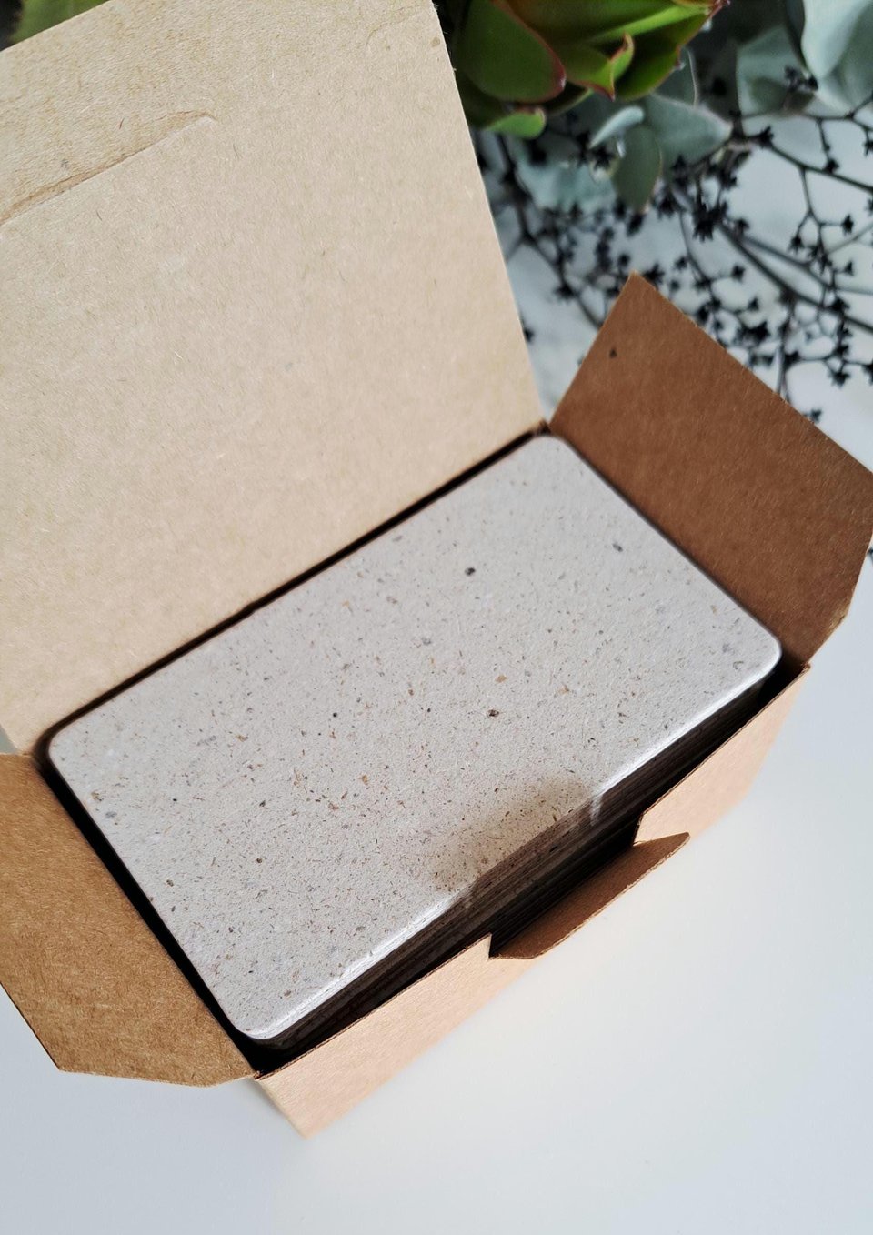 50 Llama Poo Paper Blank Business Cards, Hand-made Recycled 2 x 3.5 Inch