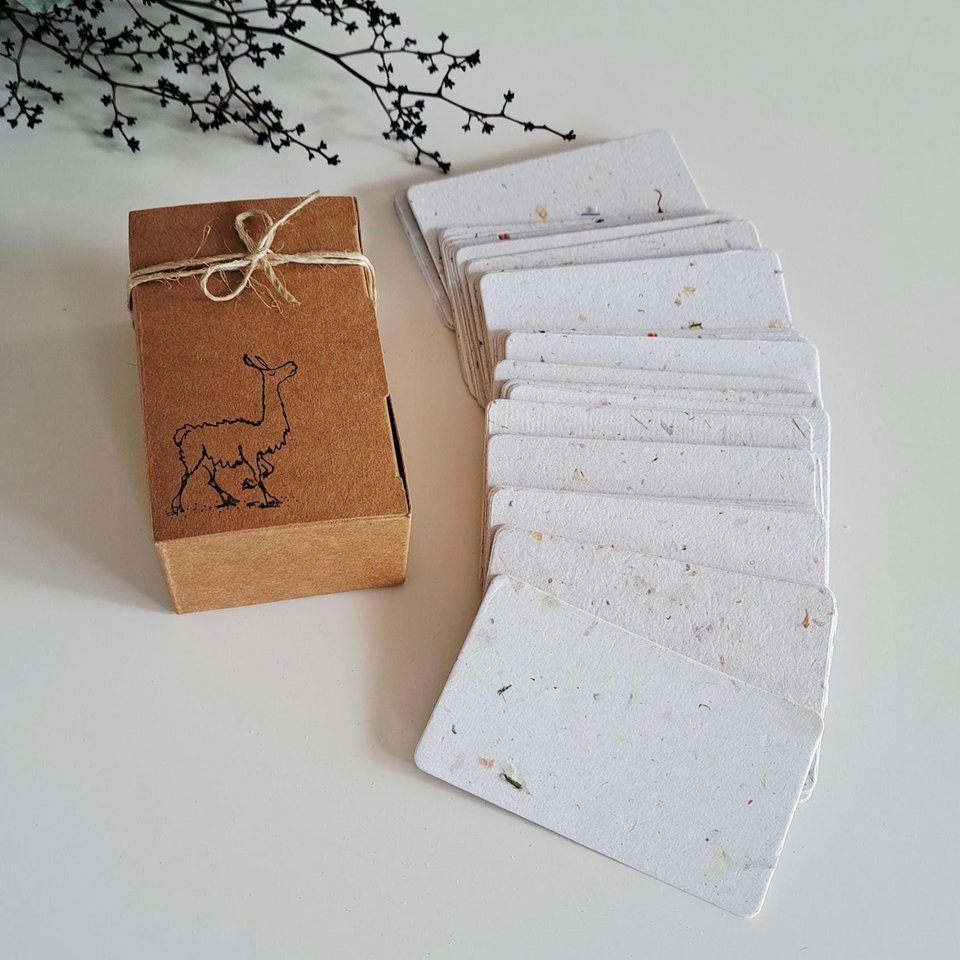 50 Handmade Recycled 2 x 3.5 inch Cards, Neutral, Blank Homemade Paper